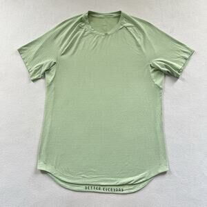 Lululemon Men Heathered Creamy Mint Green Drysense Training Short Sleeve Shirt L